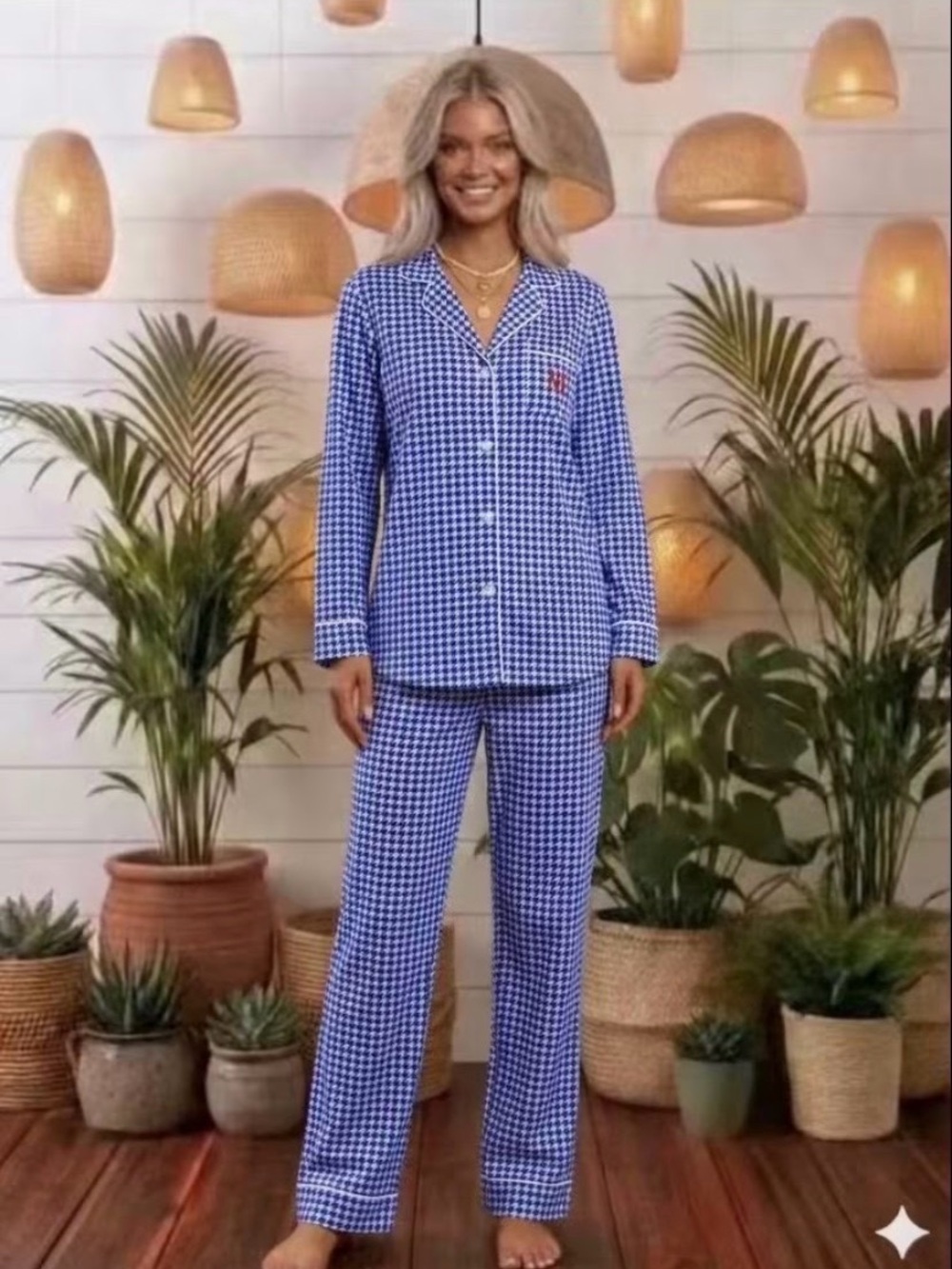 Ralph Lauren Blue Gingham Pajama Set